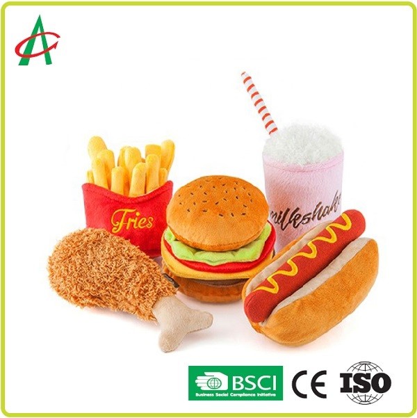 0.1kgs Hamburger Pet Plush Toy Three Charming Sounds