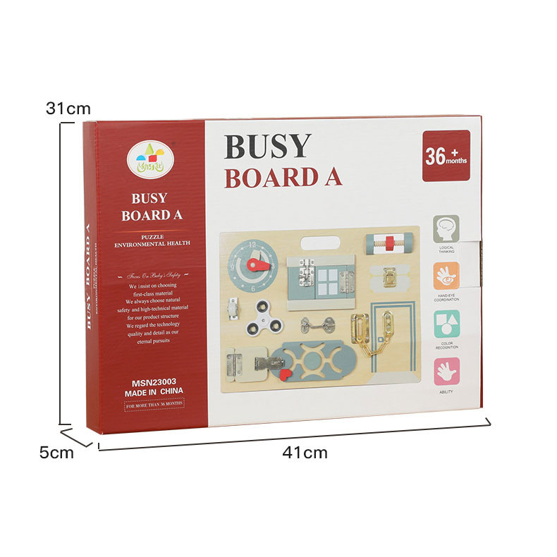 Unisex Wooden Life Skills Learning and Exercise Busy Board for Parent-Child Interaction