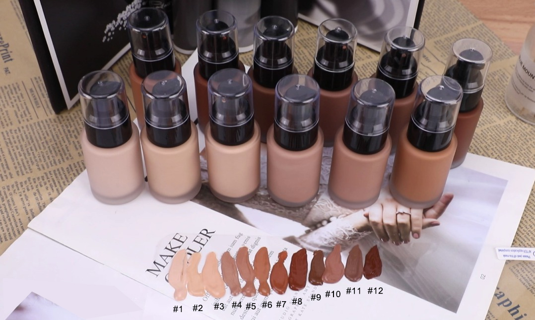 OEM / ODM Private Label Makeup Foundation Full Coverage Liquid Foundation Wholesales No Logo 12 Colors Female Waterproof Body Foundation