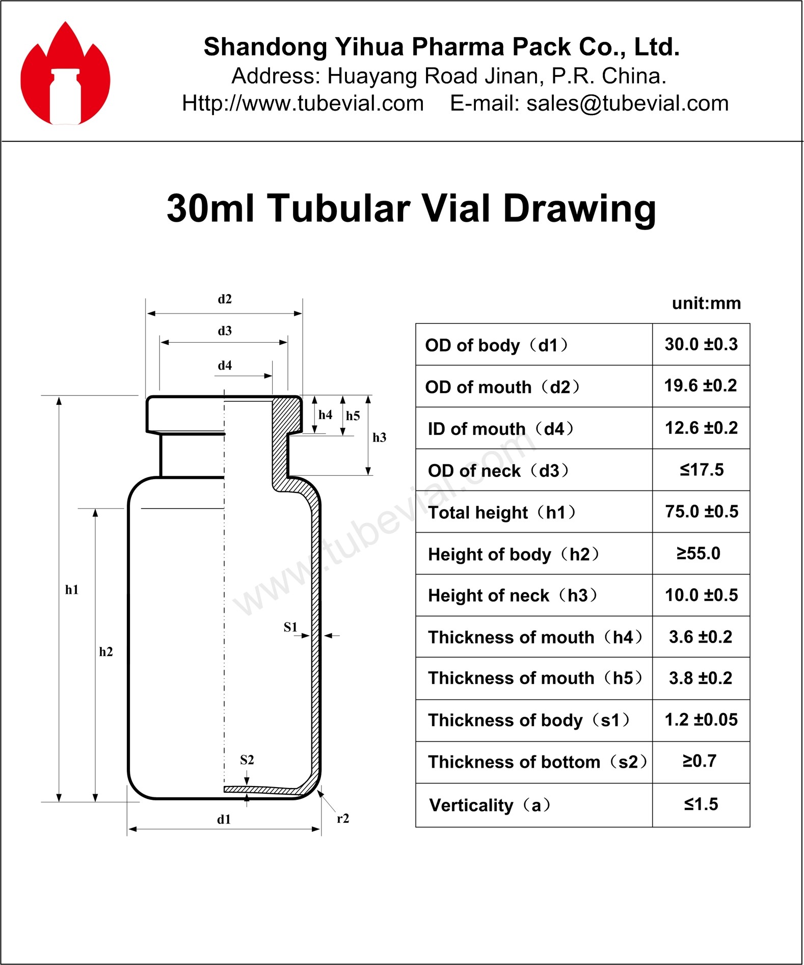 30ml Clear Or Brown Little Medication Tubular Glass Vial