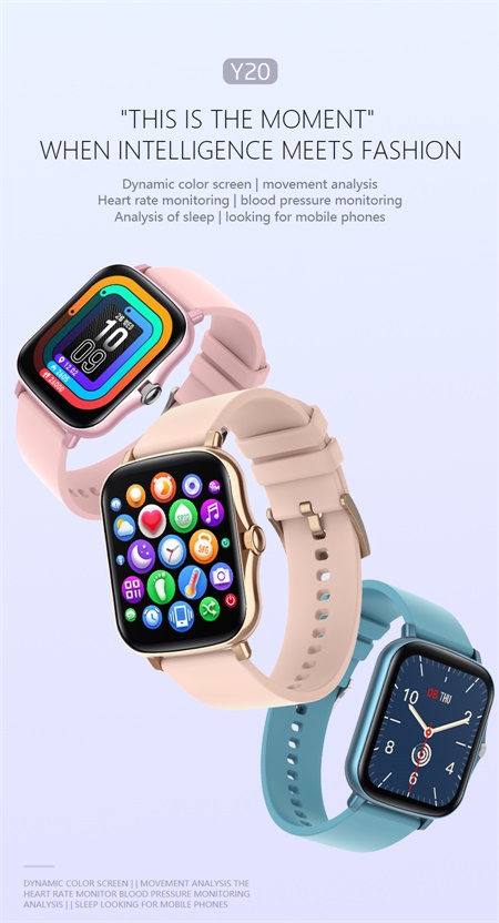 Y20 smart Watch Health Sports 1.69 Inches Electronic Wristbands Exercise Bracelet