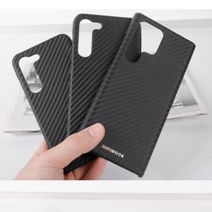 China Mobile Phone Cases Custom Logo Carbon Fiber Genuine Leather Cover for Samsung S22 S23 wholesale