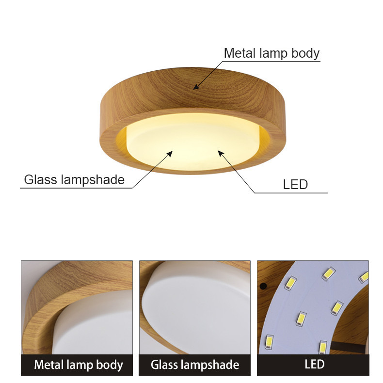 Wooden Round Ceiling Lights For Bedroom Iron Surface Mounted Rooms Lighting（WH-WA-28）