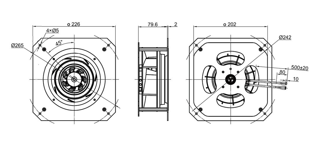 EC 230V 55W 0.4A Centrifugal Blower Fan Air Cooling Fan All Metal Shell