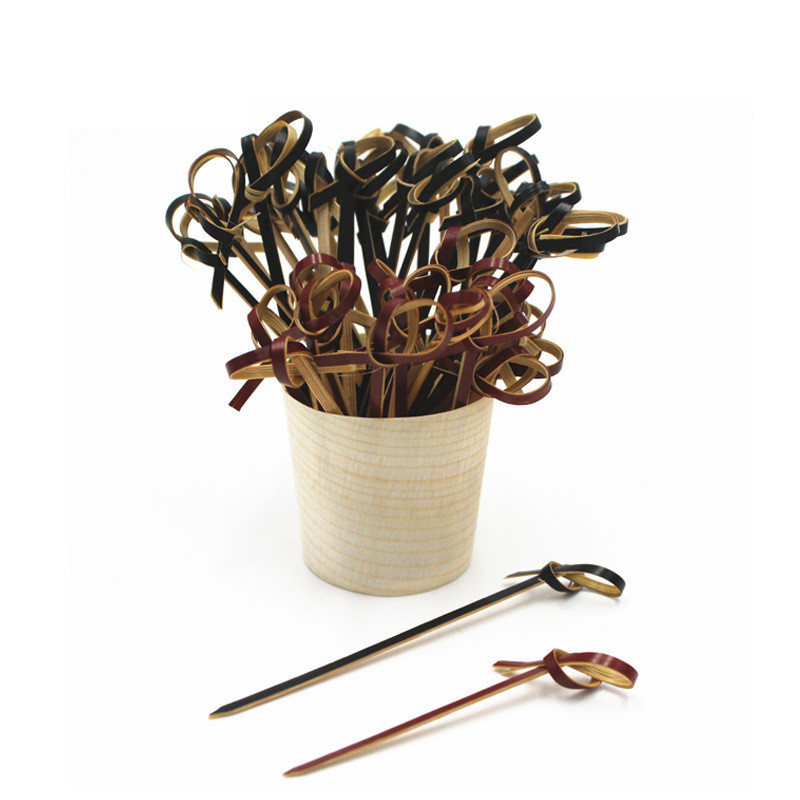 Cocktail Supplies Disposable Bamboo Knot Skewers Picks 10cm 50 Pack
