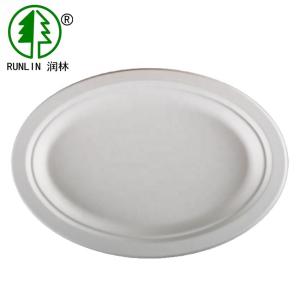 China FDA Disposable Oval Restaurant Serving Trays Bagasse Environmental Disposable Plates wholesale