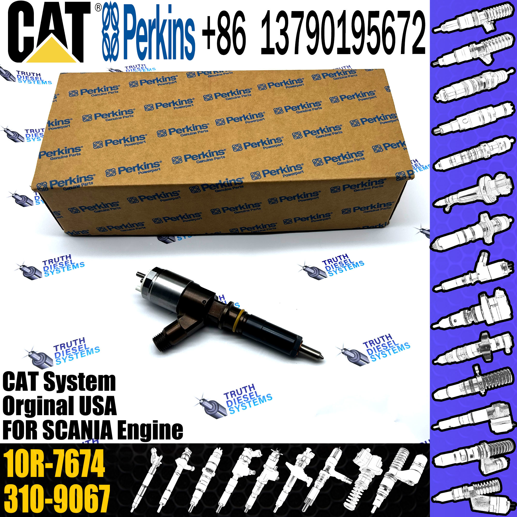 Cat C6.6 Engine Diesel inyector Common Rail Fuel Injector 320-0655 10R-7674 2645A751 for Caterpillar Excavator 320d