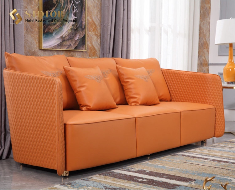 Morden Design Sofa, Lobby sofa, Leisure sofa, Hotel Sofa, PU Leather Upholstery, High Density Foam, Stainless Steel Base