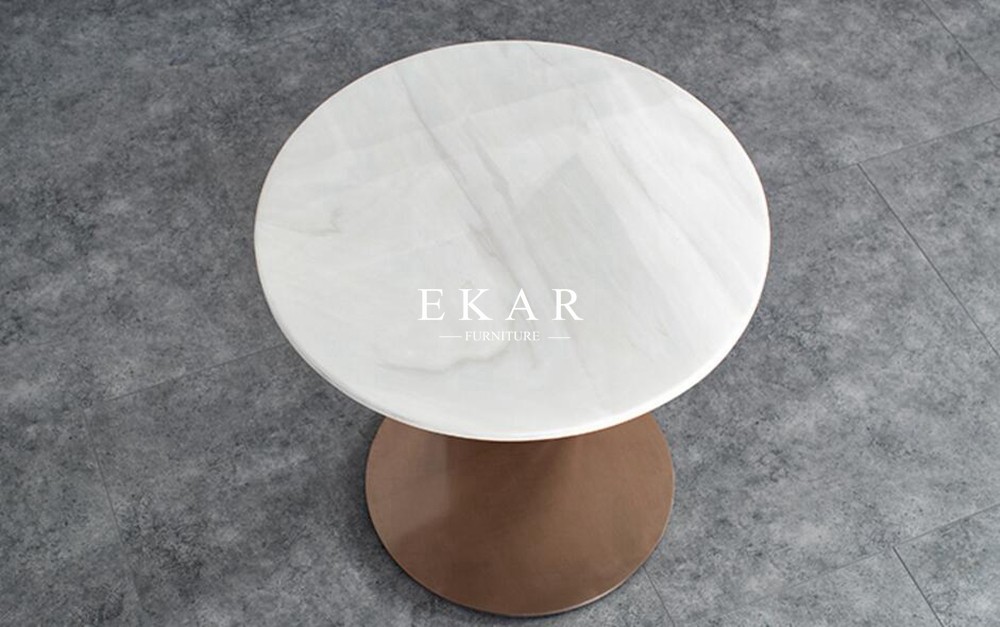 Living Room Round Modern Marble Top Stainless Steel Side Table