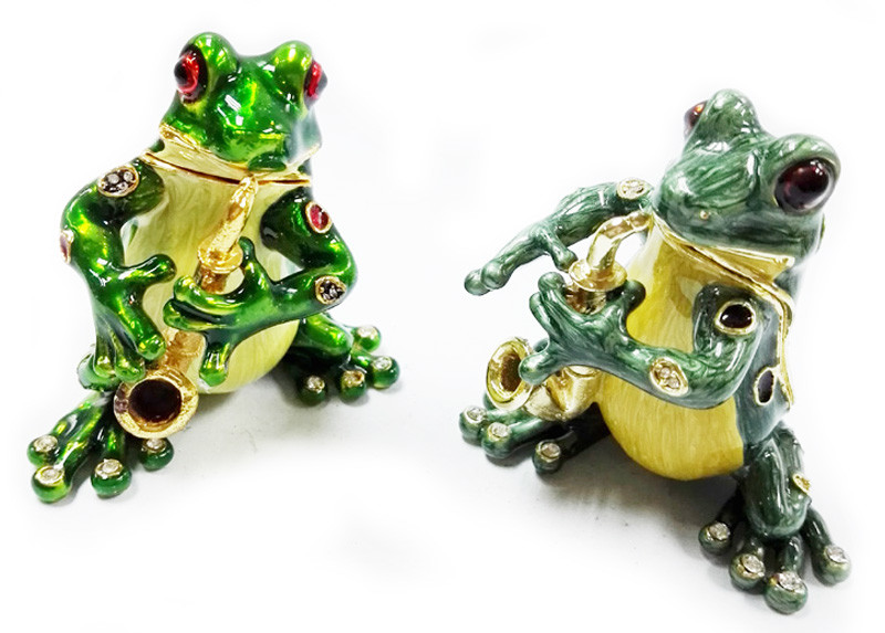 Violin Frog Trinket Box Music Jeweled Box Pewter Frog Jewelry Box Green Frog Trinket Box Frog Trinket Box Jeweled Box