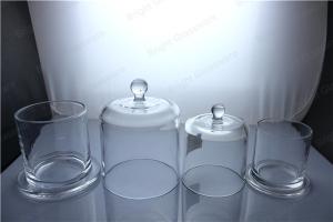China high quality glass candle container with glass cover wholesale