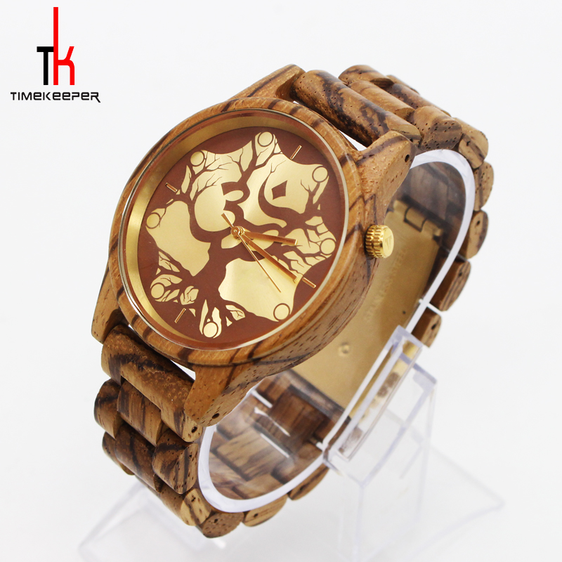 Luxury brand natural zebral wood watch custom logo Japan movt quartz watch wood wrist watch for men