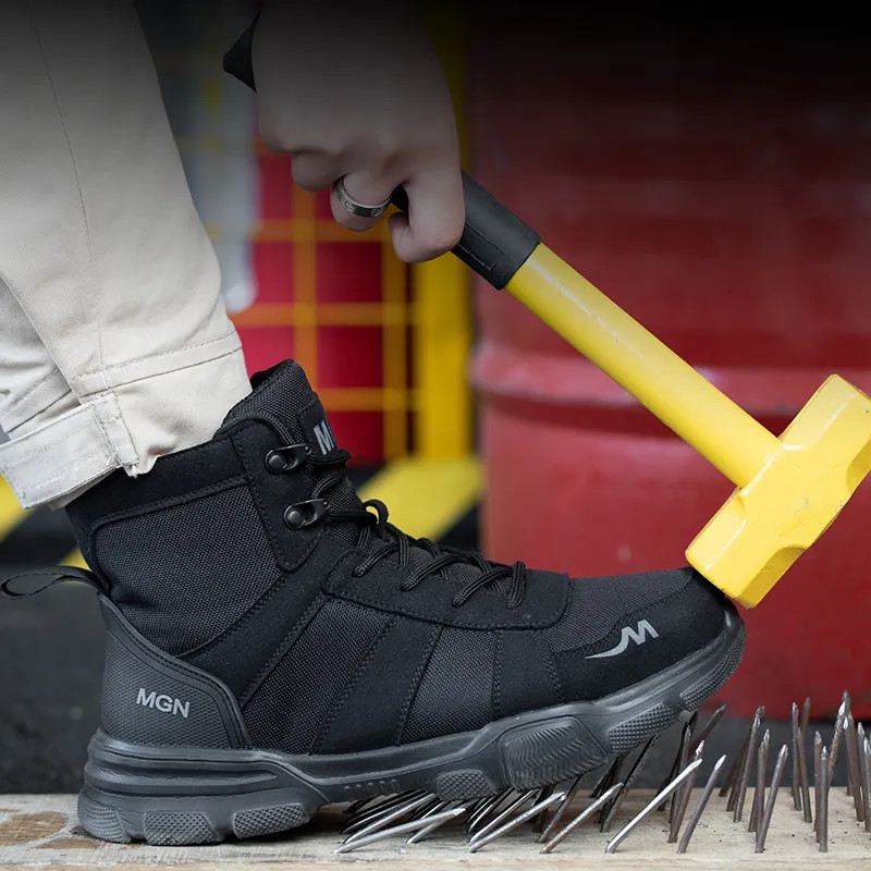 Lightweight Safety Working Boots Yellow Black With Wide Steel Toe / Kevlar Plate