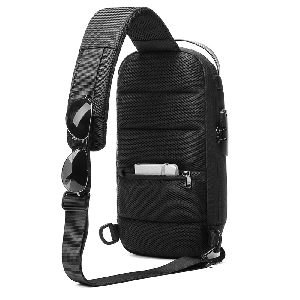 Wholesale waterproof anti theft designer crossbody bag custom logo USB sling bags for men single shoulder chest bag