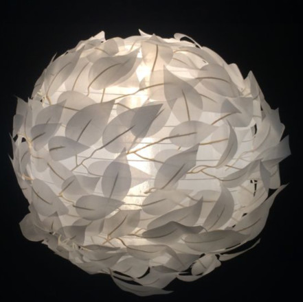Collapsible Round White Leaf Lampshade D300 For Living Room