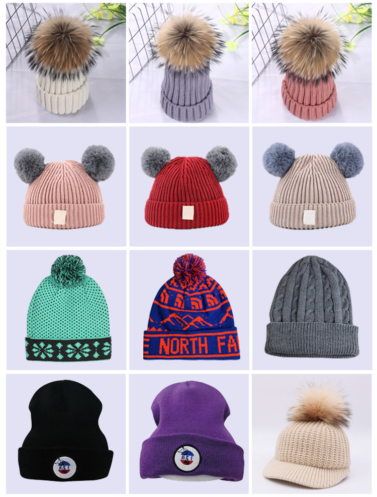 Adults Wool Top Knit Beanie Hats Plush Style Quick Dry Eco Friendly Feature