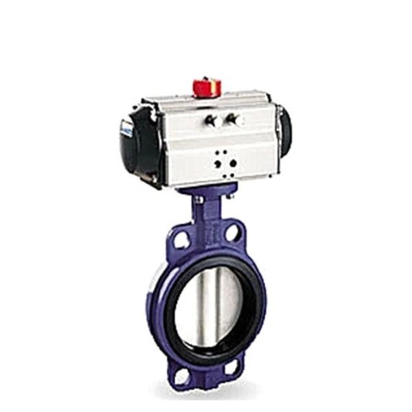 Wafer Ductile Iron PTFE Seat Butterfly Valve Air Actuator Single Acting