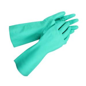 China 15 Mil Green Nitrile Glove Chemical resistant flocked lining wholesale