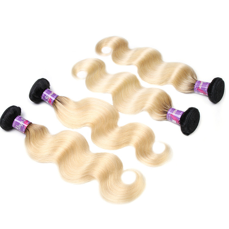1b 613 two tone hair ombre hair weaves dark root blonde weave virgin brazilian hair weft