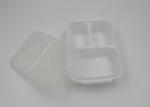 White Plastic Lunch Boxes With Compartments , Disposable Food Containers With