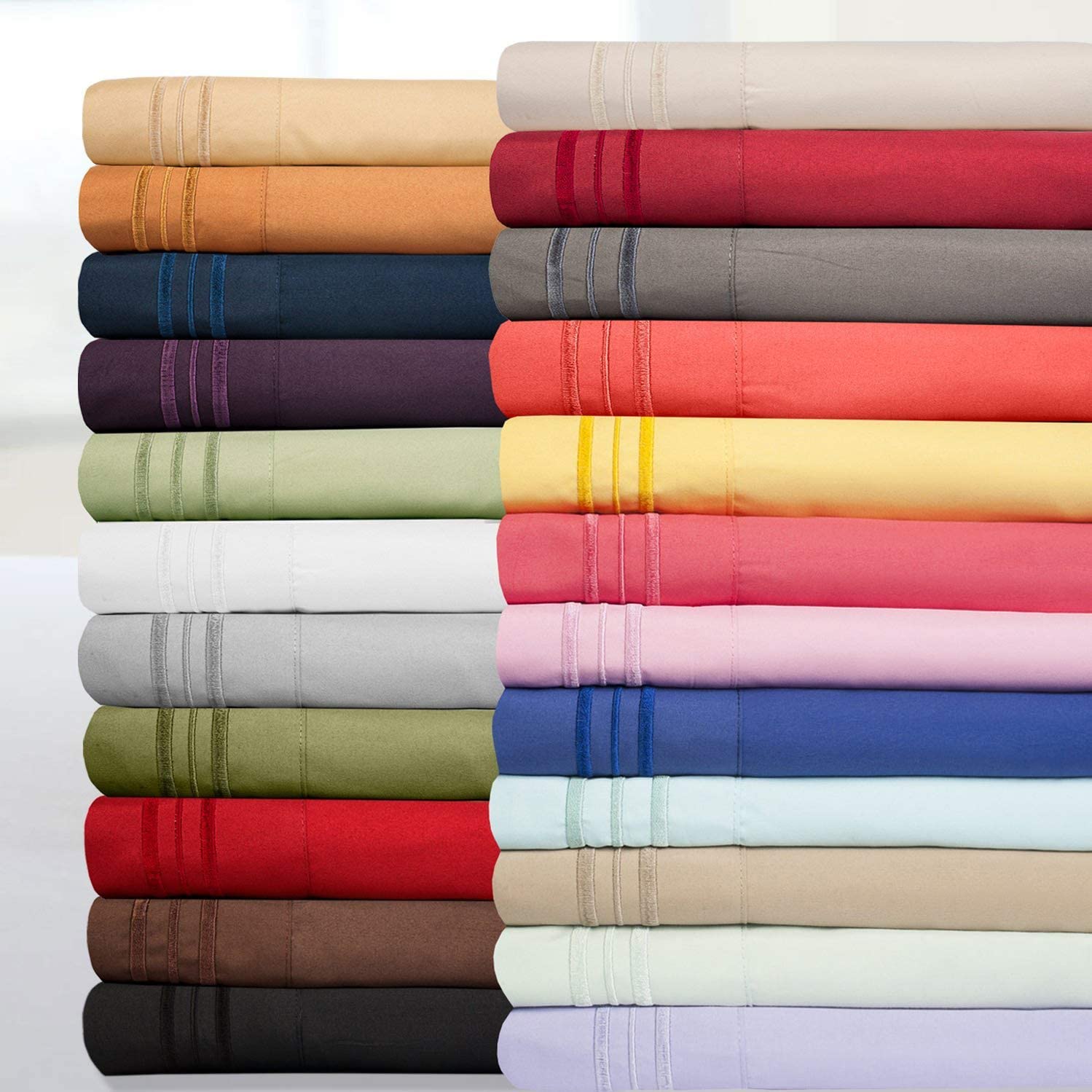 All-Season 1800 Thread Count 100% Microfiber Sheet set 6pcs made of 40 Fabric Count