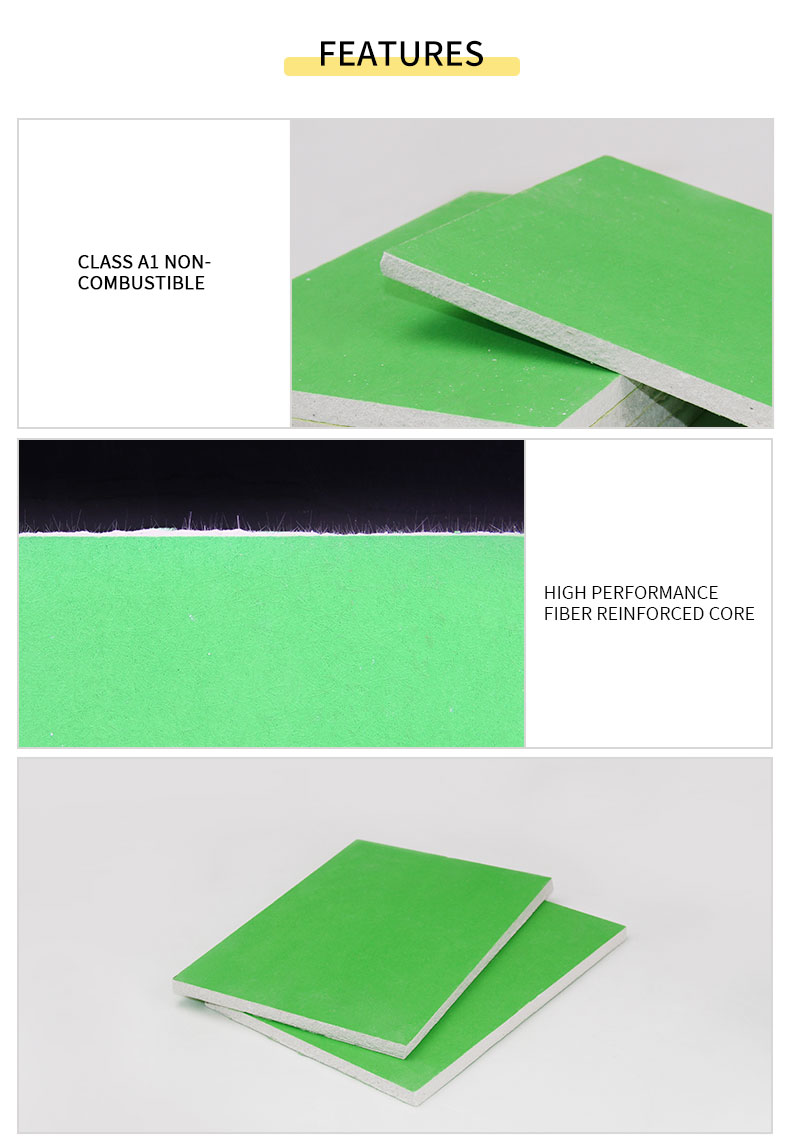 Water Resistant Gypsum Board 4x8ft for Partition Walls