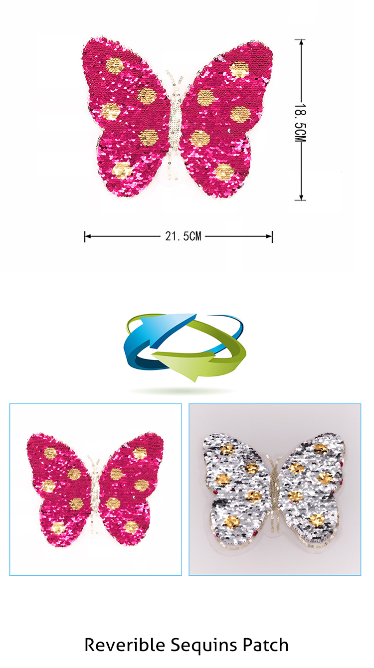 Various Styles Sequin Embroidery Patches Butterfly Series For Garment / Bags