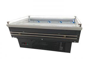China Static Cooling Supermarket Island Freezer Square Glass Door Fruits And Vegetables  Refrigerator wholesale