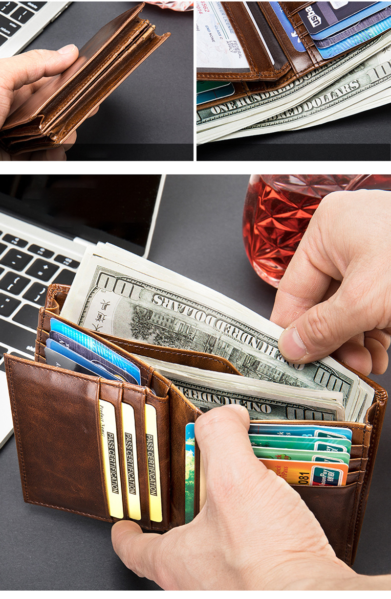 Multi-function Card Holder Genuine Leather Wallet for Men Daily Used from Minibook