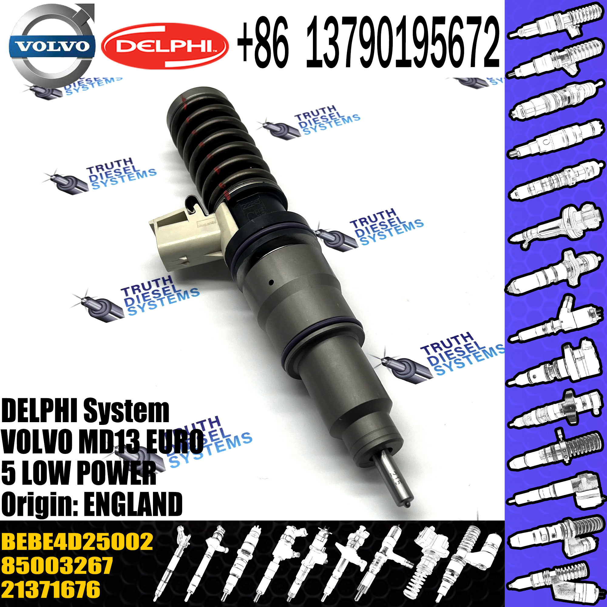 injector common rail injector 3801391 BEBE4D25102 For VOL MD13 EURO diesel fuel injector BEBE4D25002