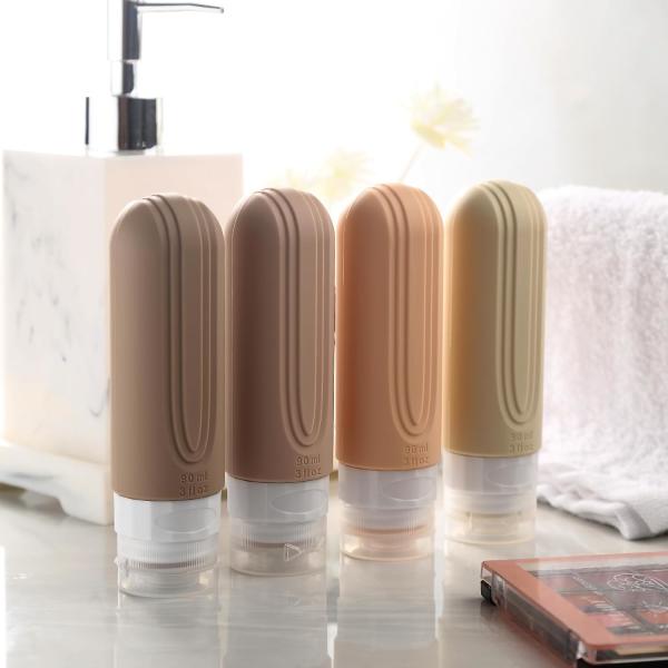 Dark Apricot Silicone Travel Toiletry Bottles Kit 90ml TSA Approval