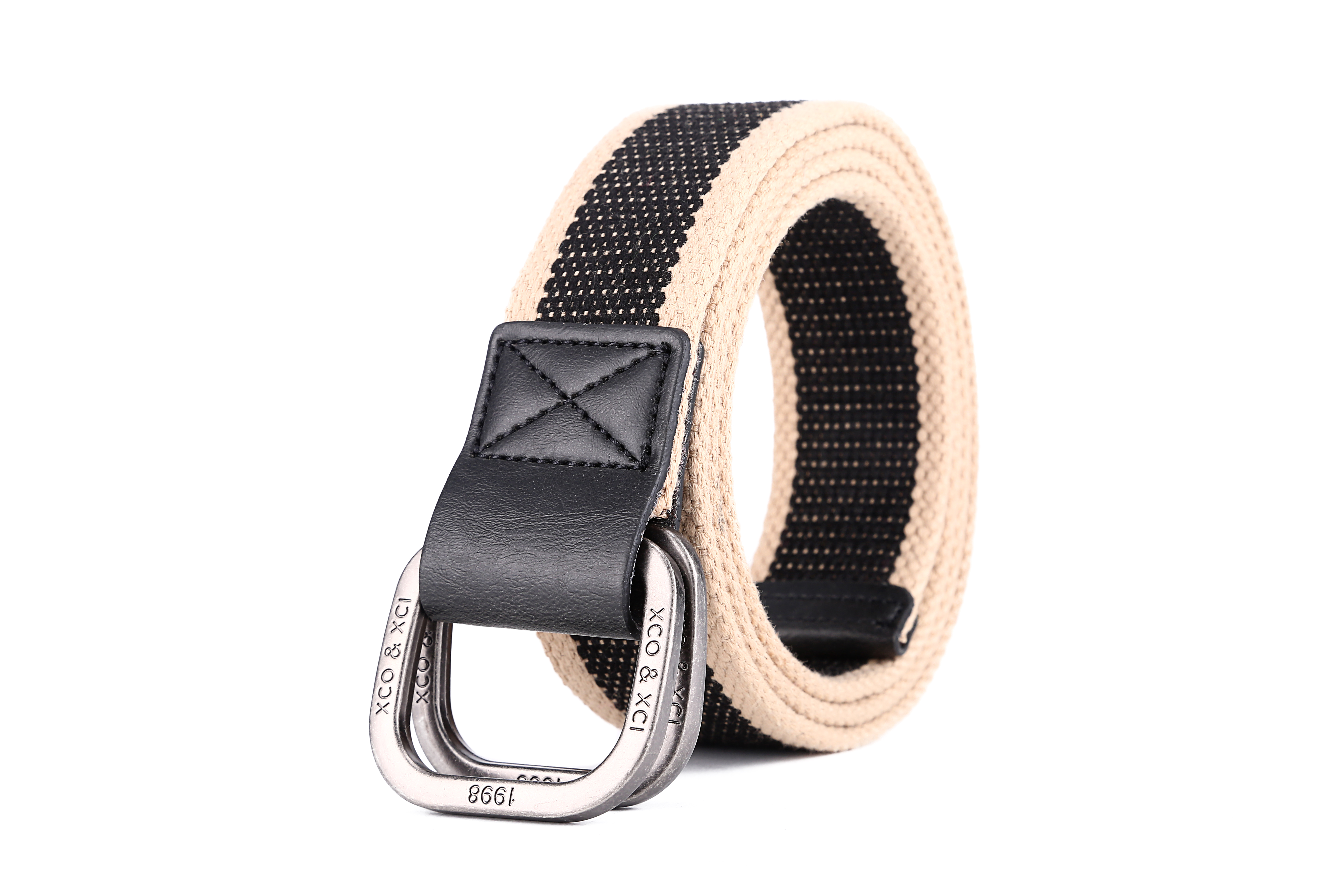 Grommets Cotton Fabric Belt 3.8cm Double Ring Buckle Belt Webbing