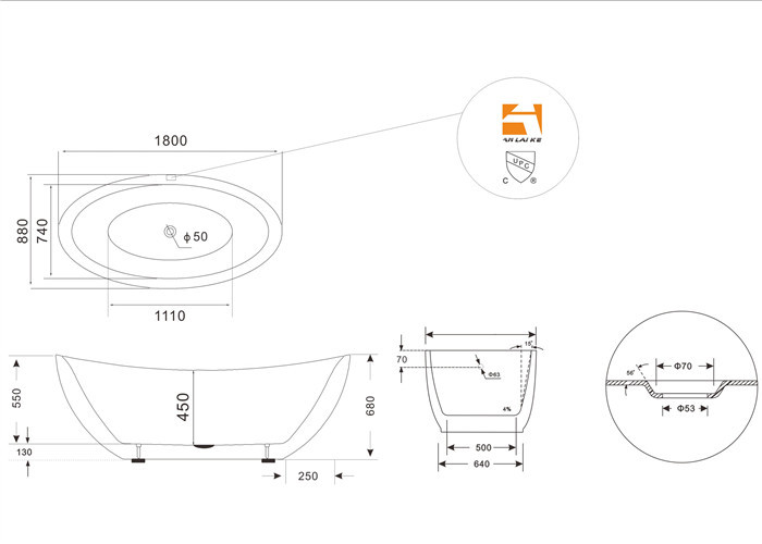 Traditional Large Oval Freestanding Tub Deep Soaking With Gloss Surface