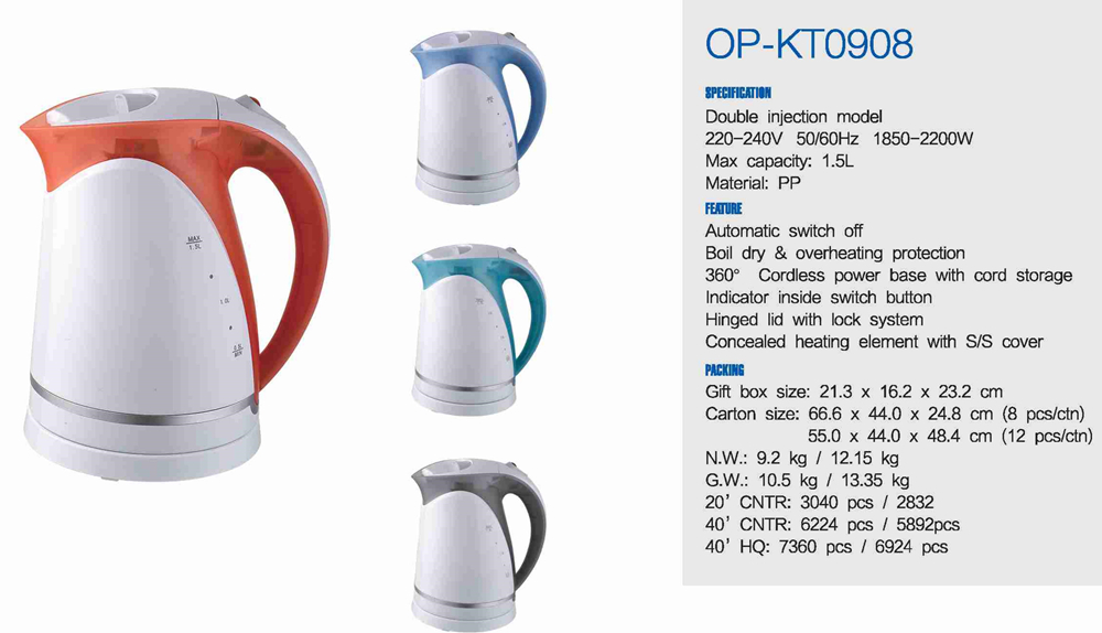 Auto Shut-off Electric Water Kettle with Fast Heating Speed and Electric Power Source