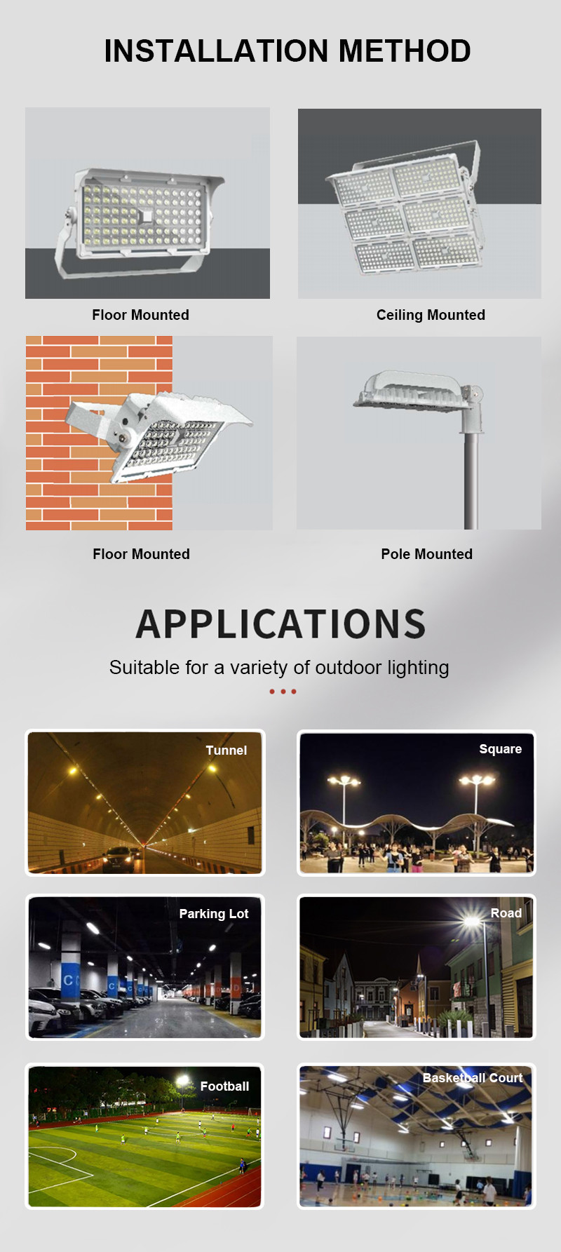 Football Stadium 250w 500w 600w 750w 800w 1000w 1200w 1500w Smd LED Flood Lights