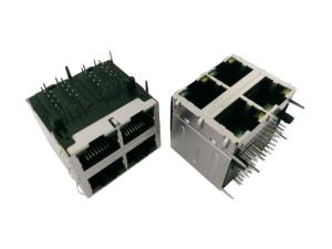 China Stacked 2x2 RJ45 20mΩ Max Contact Resistance 120 - 150V AC 6u&quot; Gold Plating wholesale