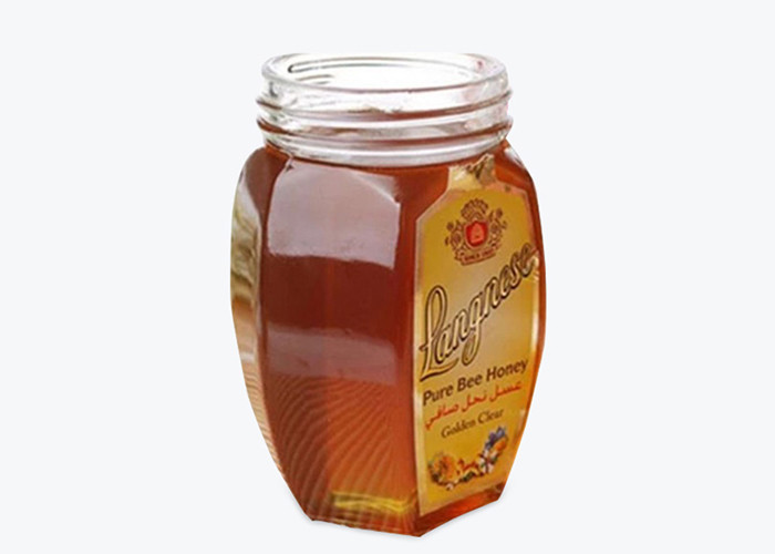 Oval Hexagonal Glass Honey Jars Transparent Color Moistureproof Feature