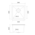 Undermount Stainless Steel Kitchen Sink Cabinet 16 Gauge single Bowl 38x40
