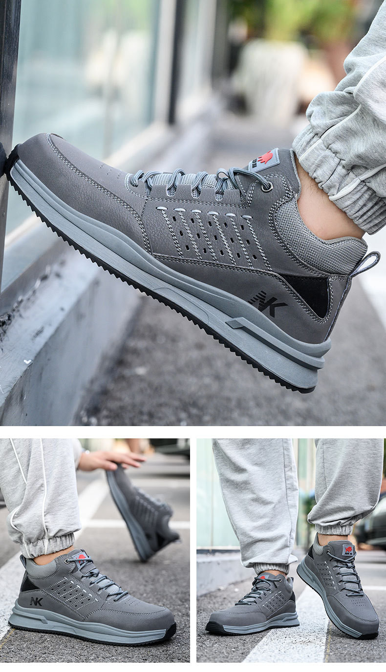 Security Work Boots Microfiber Men's Safety Boots Plastic Toe Kevlar Mid Sole Anti-smashing Rubber Work Boots