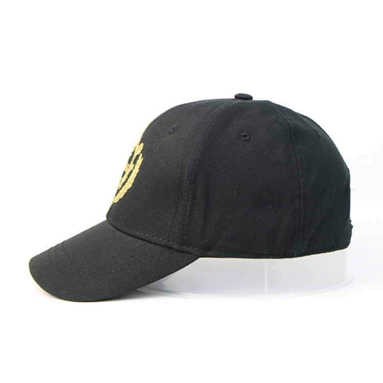 Fashion Cool 100%cotton Customized Black Flat Embroidery logo long strap baseball Hats Caps
