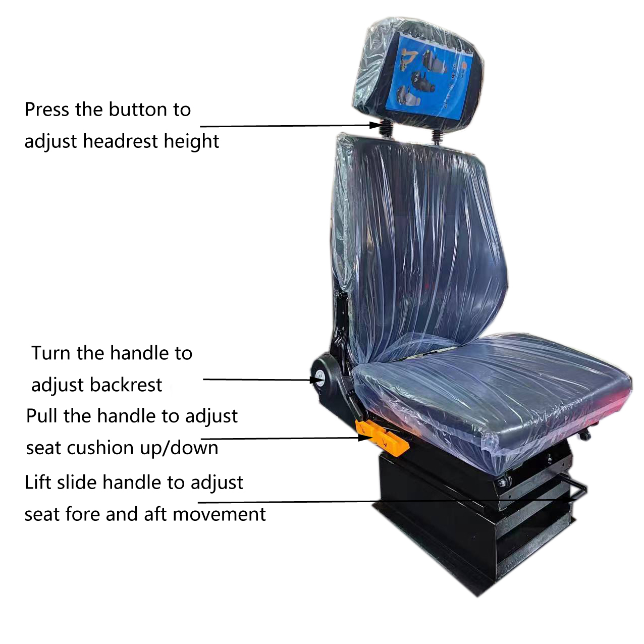 Linkage Station Operator Seat Leather Fabric Crane Seats Customized