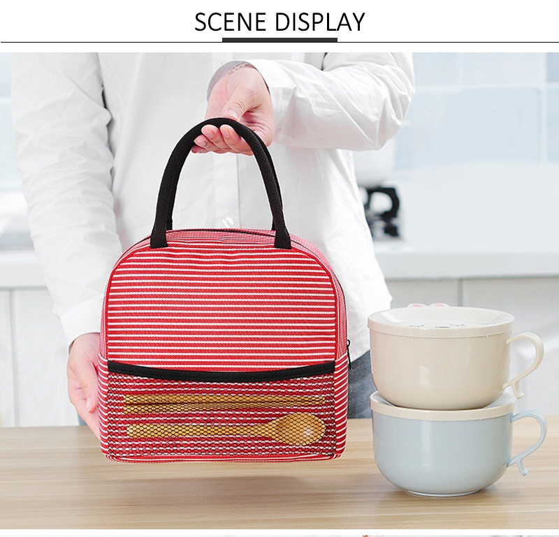 Large Capacity Multicolor Striped Bento Lunch Bag