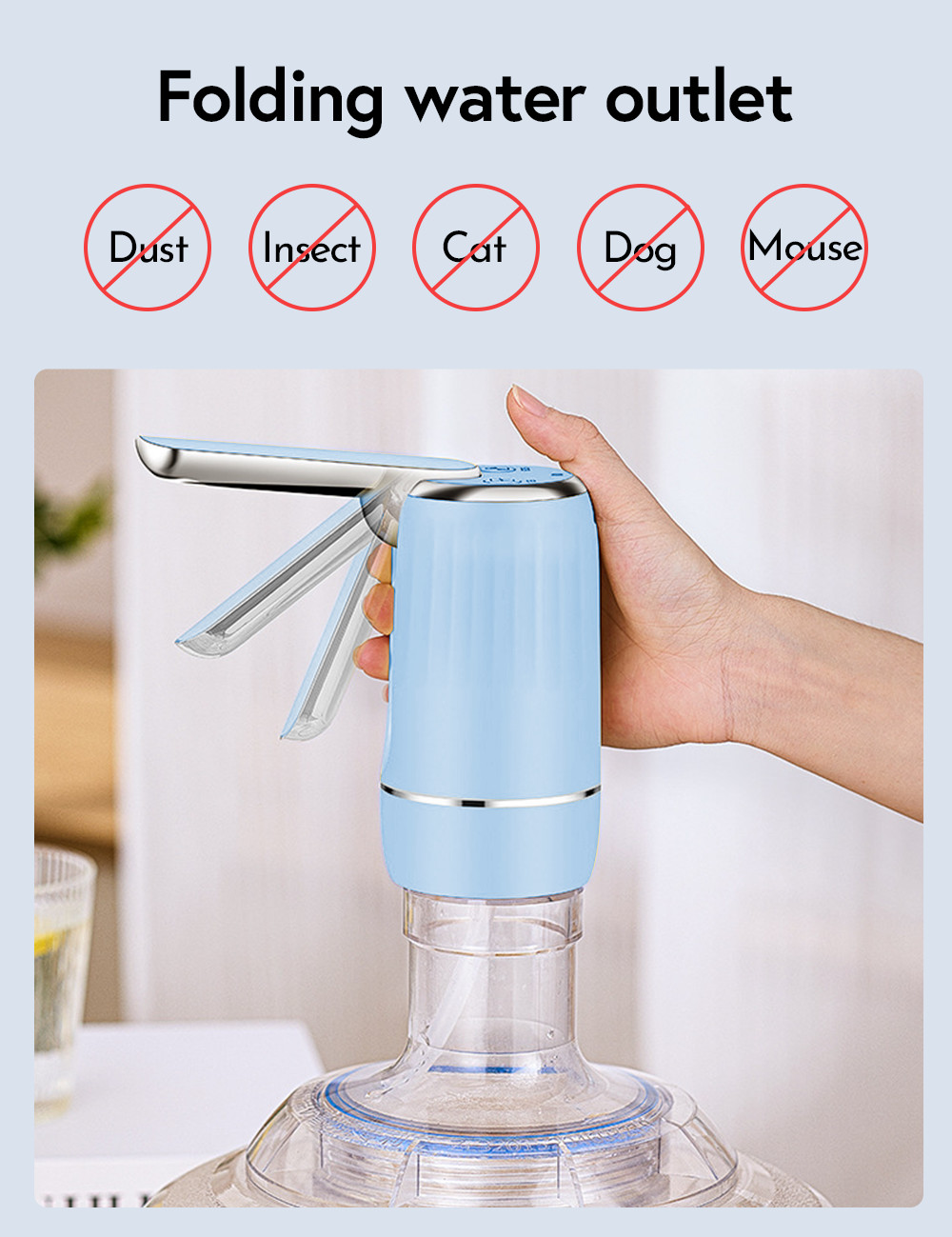 Foldable Portable Water Dispenser Pump ABS Silicone 5 Hours Charging Time