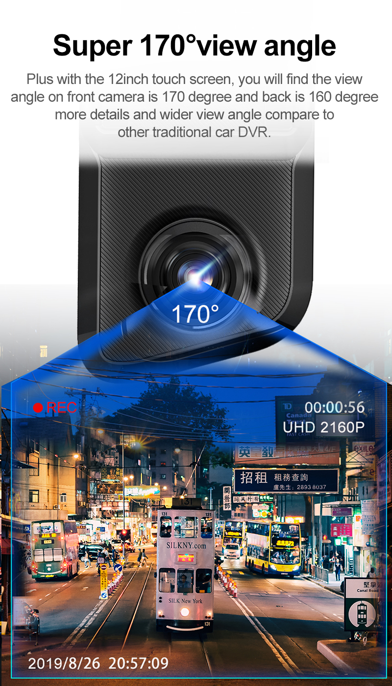 1440P Rear View 2K Dash Camera Rearview Mirror Dual Channel Recorder