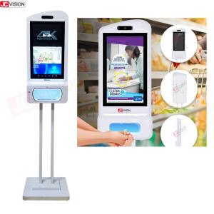 China JCVISION Facial Recognition Temperature Scanner Hand Sanitizer Advertising Kiosk wholesale