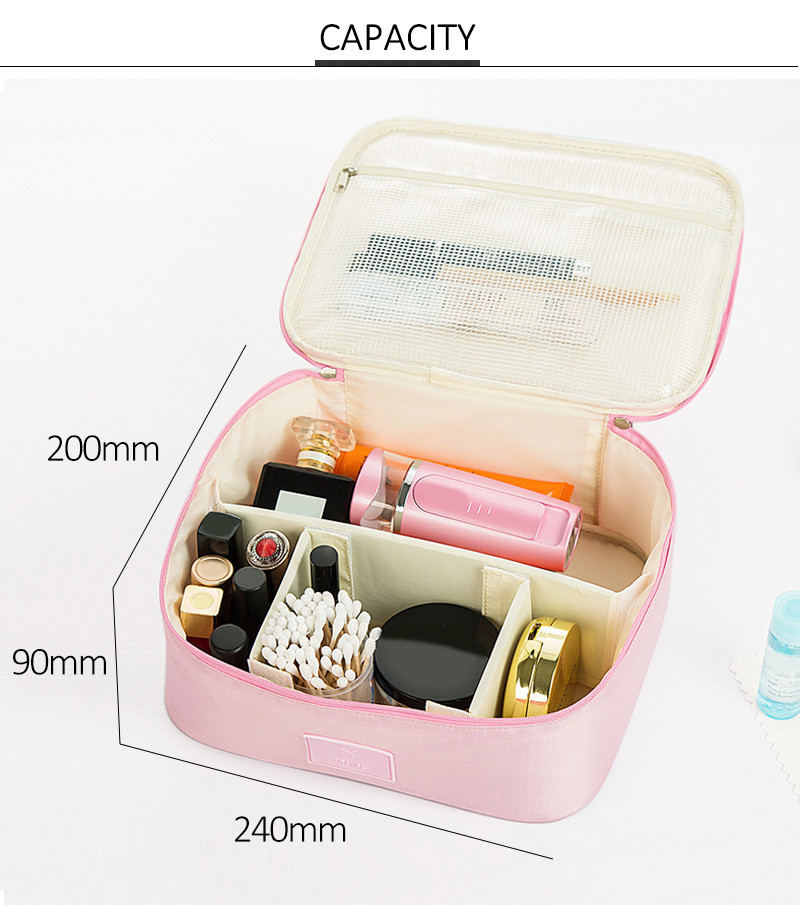 Waterproof Large Polyester Dividers Cosmetics Makeup Bag