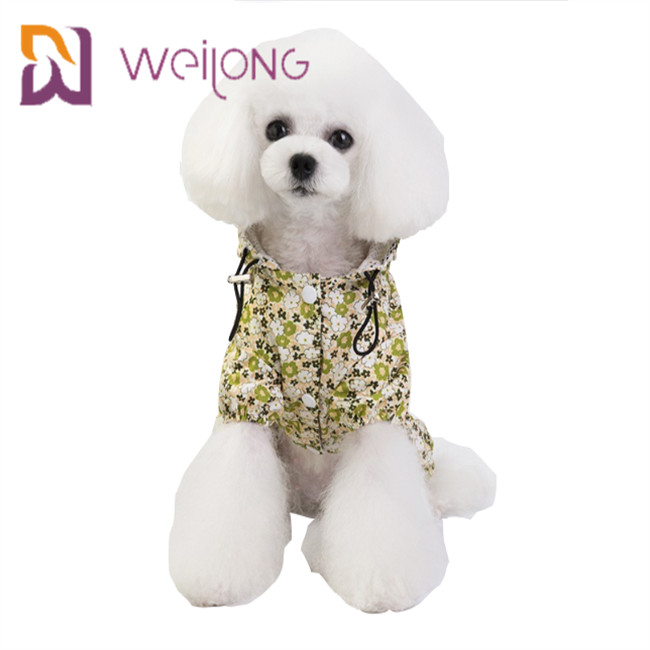 Customized Digital Print Waterproof Fabric Pet Raincoat Draw Cord Small Dog Raincoat