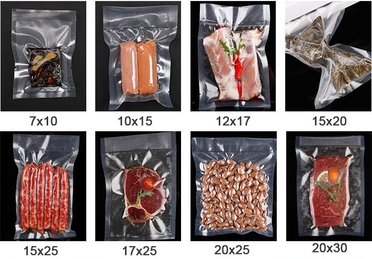 Customized Clear Embossed Heat Seal Food Bags Polypropylene Plastic Storage