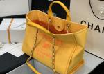 Yellow Beach Denim Luxury Canvas Bag For Travel Shopping