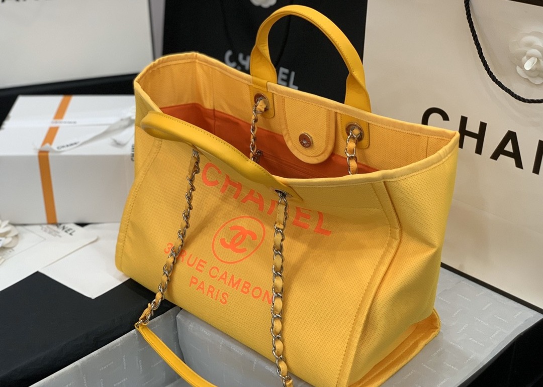 Yellow Beach Denim Luxury Canvas Bag For Travel Shopping